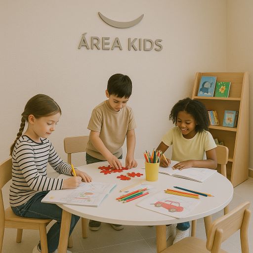 Espaço infantil com brinquedos e livros