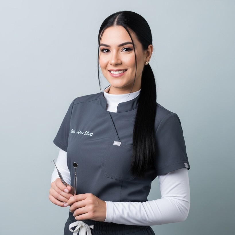 Foto da Dra. Ana Clara, sorrindo em seu consultório